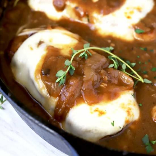 French Onion Smothered Pork Chop - Recipe photo by Lemon blossoms