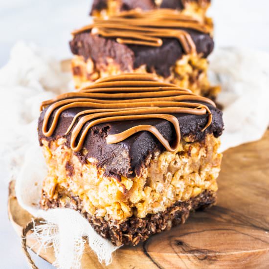Vegan Caramel Rice Krispie Treats - Recipe photo by piesandtacos