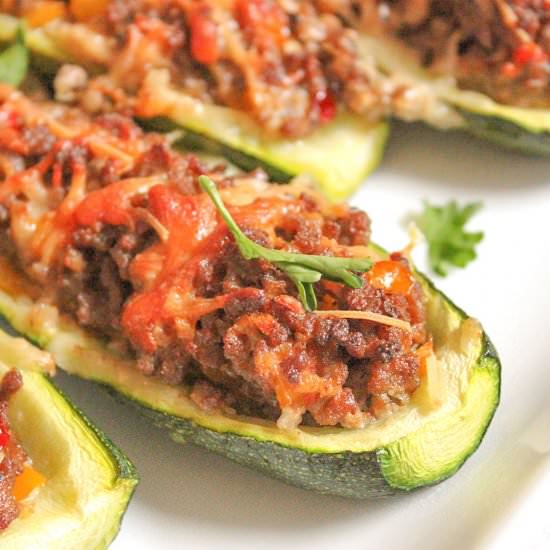 Sweet Pepper Turkey Zucchini Boats - Recipe photo by The Fit and Healthy Baker
