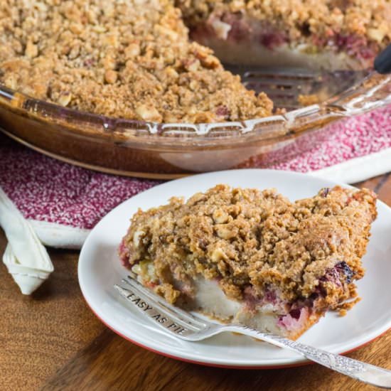 Rhubarb Impossible Pie - Recipe photo by noshingwiththenolands