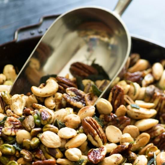 Roasted Nuts with Sage - Recipe photo by Barbara Curry