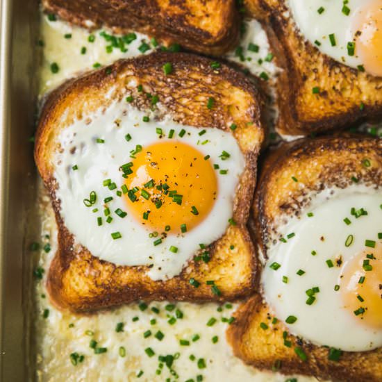 French Baked Toast w/ Eggs & Cream - Recipe photo by Never Not Hungry