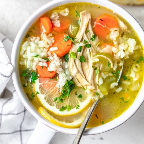 Chicken Lemon Rice Soup - Recipe photo by feelgoodfoodie1