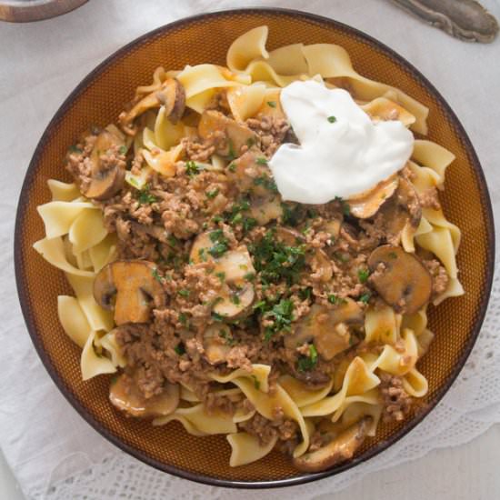 Beef Stroganoff with Ground Beef - Recipe photo by adinutza