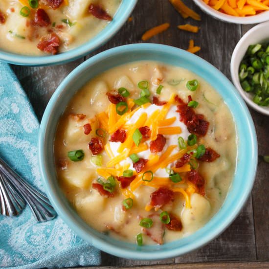 Loaded Potato Soup - Recipe photo by mealsheelsandcocktails