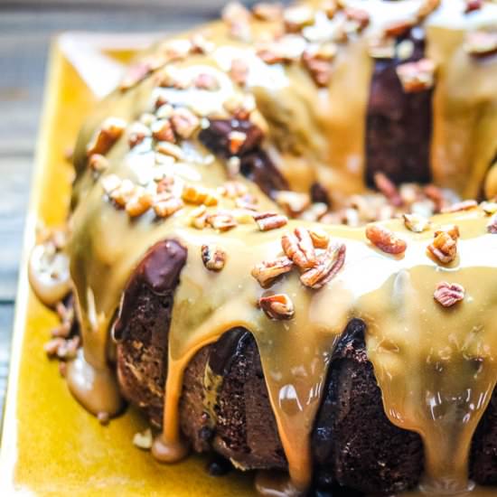 Chocolate Caramel Turtle Cake - Recipe photo by Sweet Beginnings