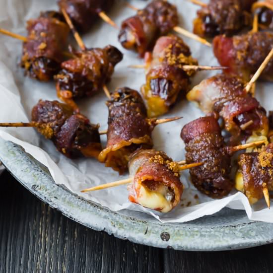 Bacon Wrapped Dates - Recipe photo by rachelcooksblog