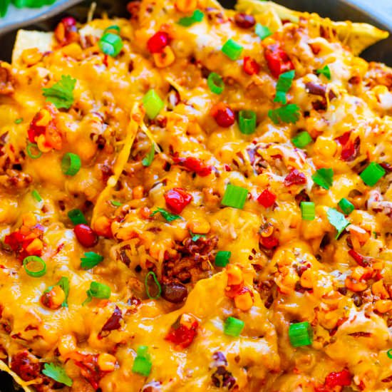 Loaded Beef Skillet Nachos - Recipe photo by Averie