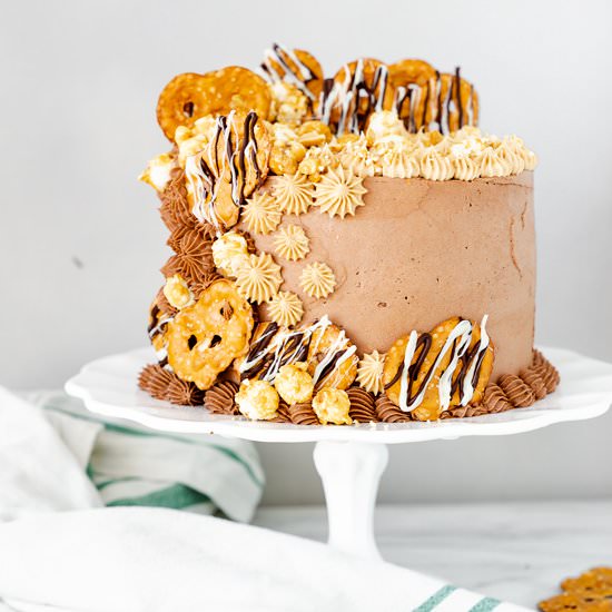 Chocolate Peanut Butter Cake - Recipe photo by The Sugar Coated Cottage