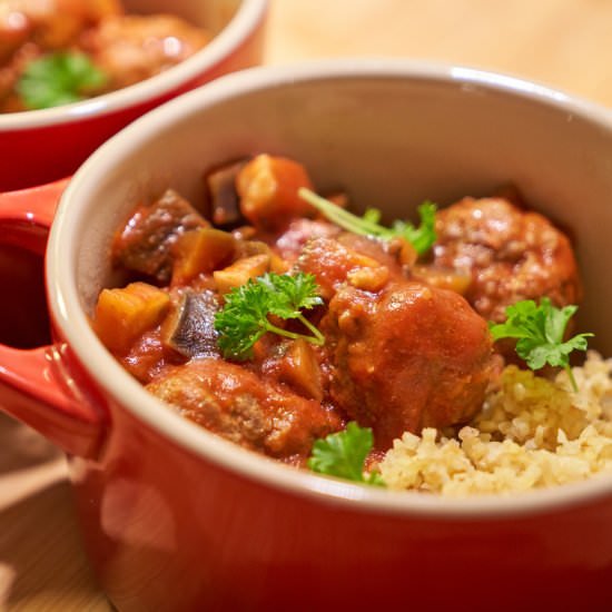Moroccan Meatballs with Aubergine - Recipe photo by In Carinas Kitchen