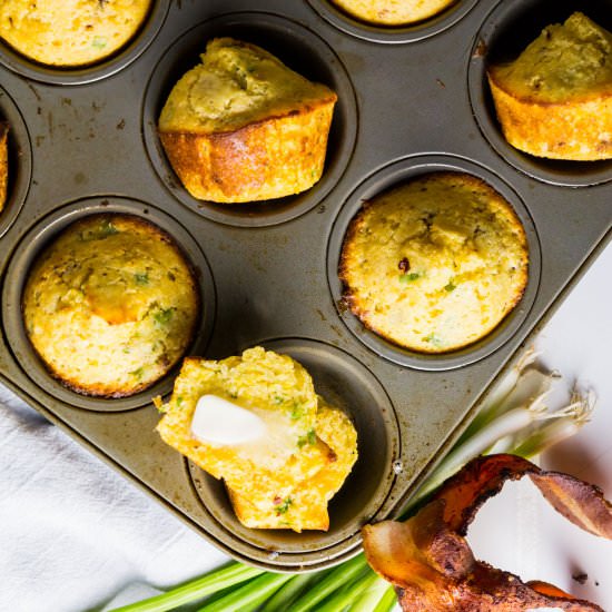 Cornbread with Bacon and Scallions - Recipe photo by kneadbakecook