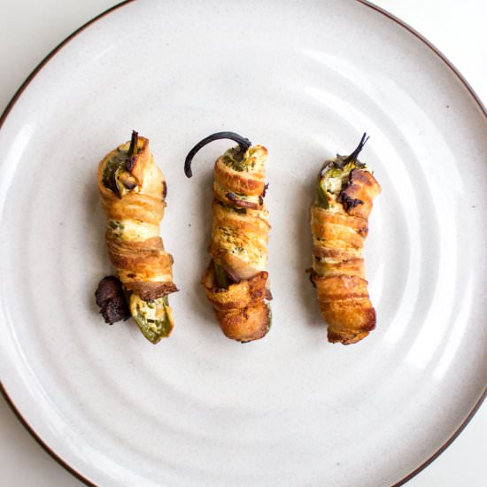 Garlic + Bacon Jalapeno Poppers - Recipe photo by Our Food Fix