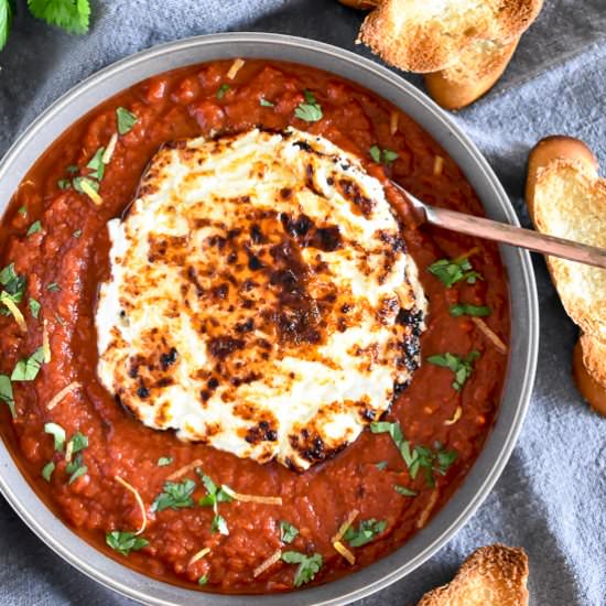 Baked Goat Cheese in Tomato Sauce - Recipe photo by casablancacooks