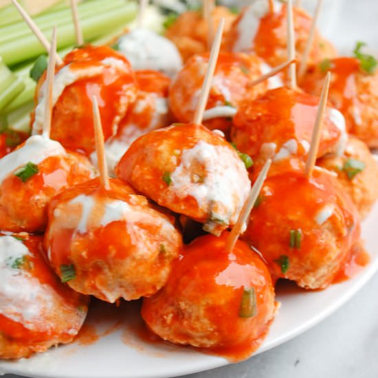 Buffalo Chicken Meatballs - Recipe photo by erinliveswhole