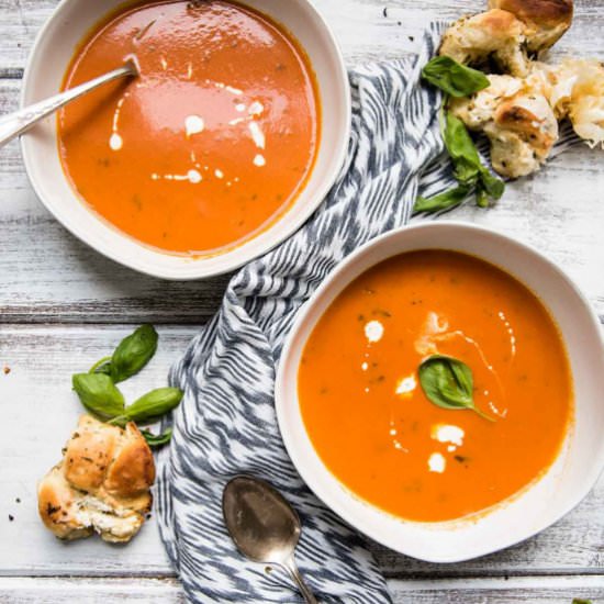 Creamy Tomato Basil Soup - Recipe photo by hungerthirstplay
