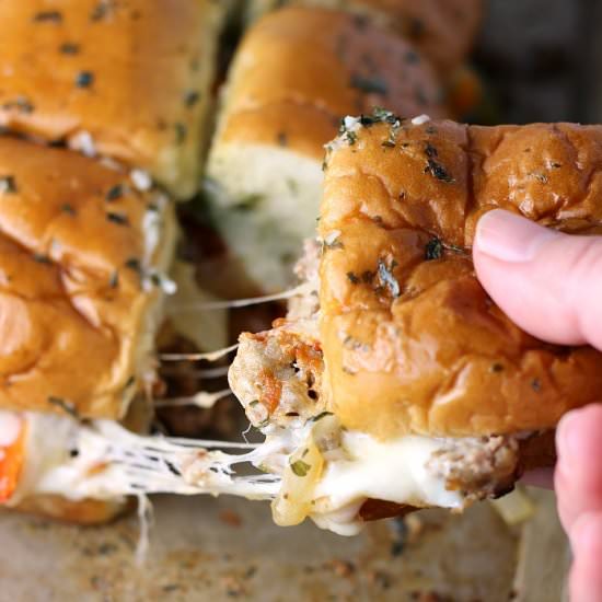 Sausage and Peppers Sliders - Recipe photo by ReneesKitchenAdventures