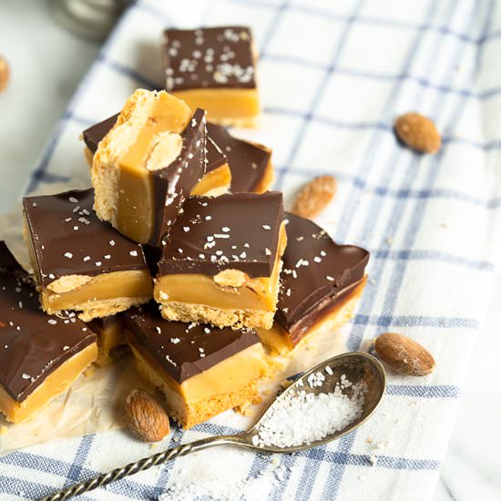 Almond Millionaire Shortbread - Recipe photo by The Sugar Coated Cottage