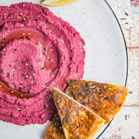 Roasted Beet Hummus - Recipe photo by girlmeetsradish