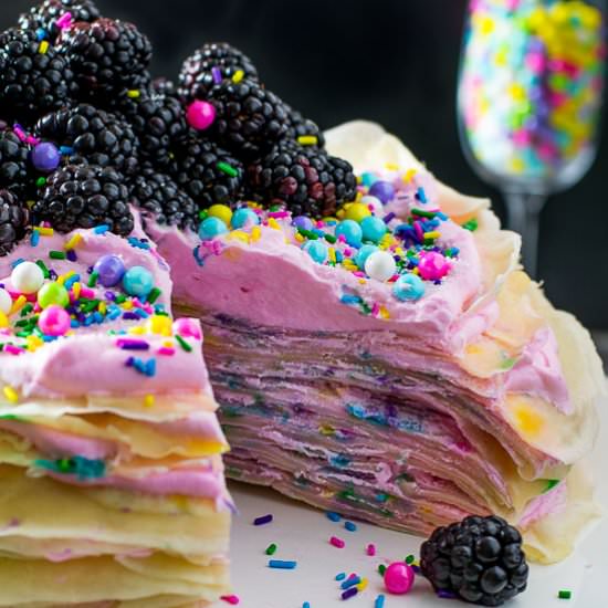 Funfetti Crepe Cake - Recipe photo by loveinmyoven