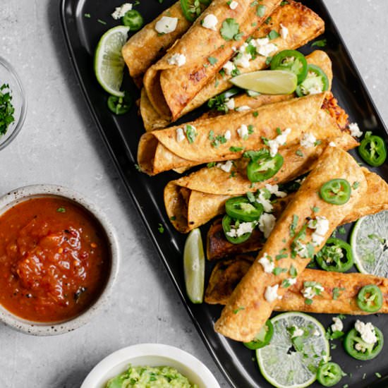 Vegan Cheesy Beefy Taquitos - Recipe photo by thecuriouschickpea