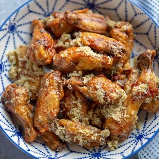 Air Fryer Garlic Parmesan Wings - Recipe photo by garnishedplate