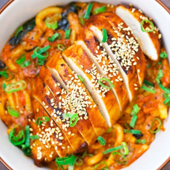 Korean Noodles with Bulgogi Chicken - Recipe photo by That Spicy Chick