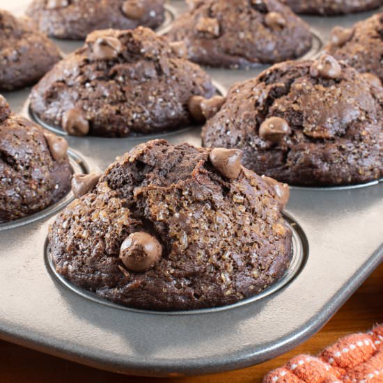 Double Chocolate Banana Muffins - Recipe photo by For the Love of Cooking
