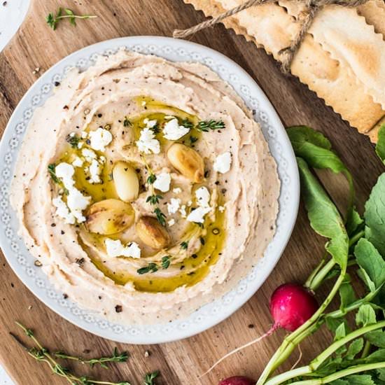 Roasted Garlic Bean Dip (GF&Vegan) - Recipe photo by crazyinspiredlife