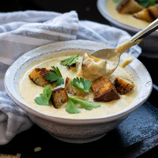 Fresh Broccoli Cheese Soup - Recipe photo by thehungrywaitress