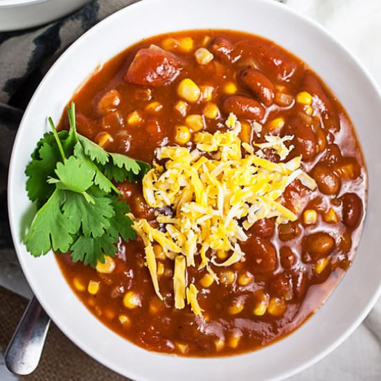 Slow Cooker Vegetarian Chili - Recipe photo by therusticfoodie