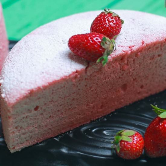 Strawberry Chiffon Cake Sponge - Recipe photo by Bakealish