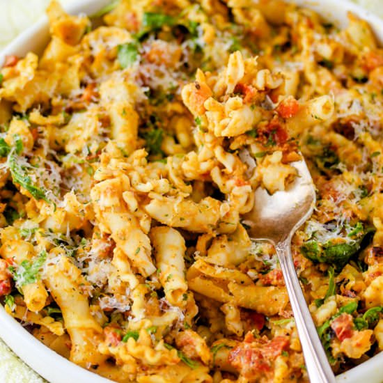 Fire Roasted Tomato Pumpkin Pasta - Recipe photo by DineLikeShay