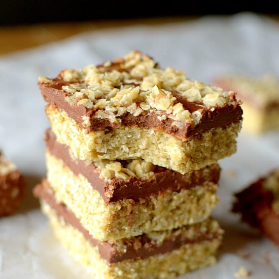 Chocolate PB Oatmeal Bars - Recipe photo by Athletic Avocado