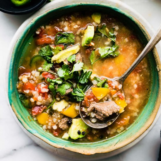 Instant Pot Fajita Steak Soup - Recipe photo by Cotter Crunch