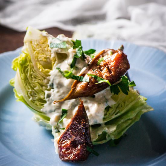 Iceberg Wedge Salads w Poached Figs - Recipe photo by rhubarbandcod