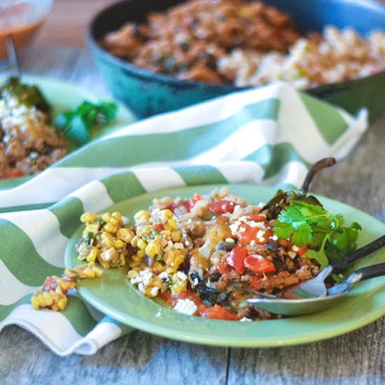 Turkey Chorizo Stuffed Poblanos - Recipe photo by Feed Your Soul