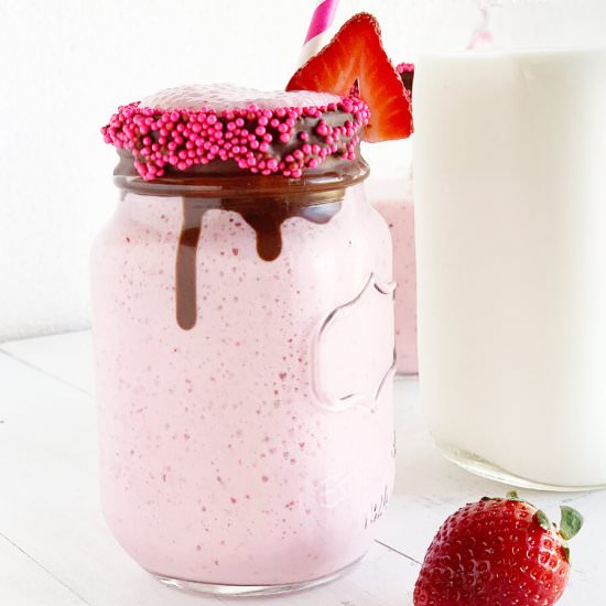 Fresh Homemade Strawberry Milkshake - Recipe photo by Buy This Cook That
