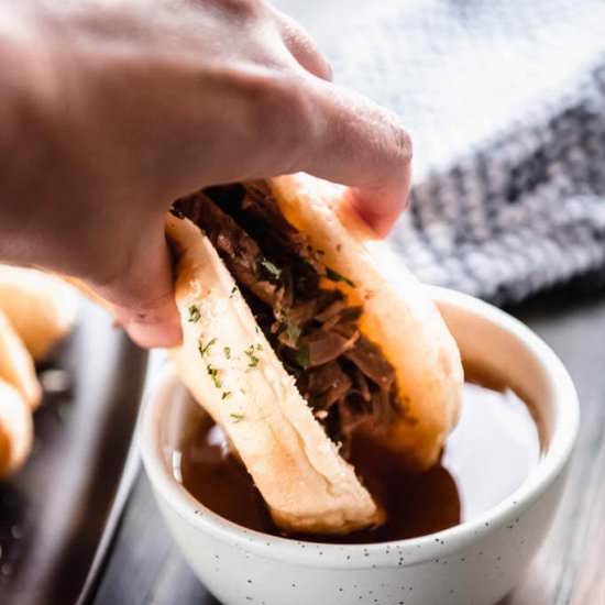Instant Pot French Dip Sliders - Recipe photo by slowcookergourmet