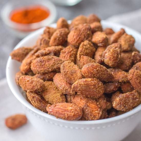 Spicy Cinnamon Roasted Almonds - Recipe photo by healthyhappynatalie