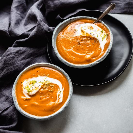 Sous Vide Carrot Ginger Soup - Recipe photo by platingsandpairings