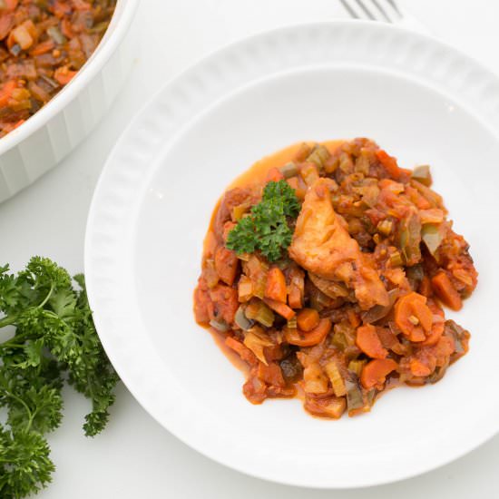 Baked Cod with Vegetables Recipe - Recipe photo by momsdish
