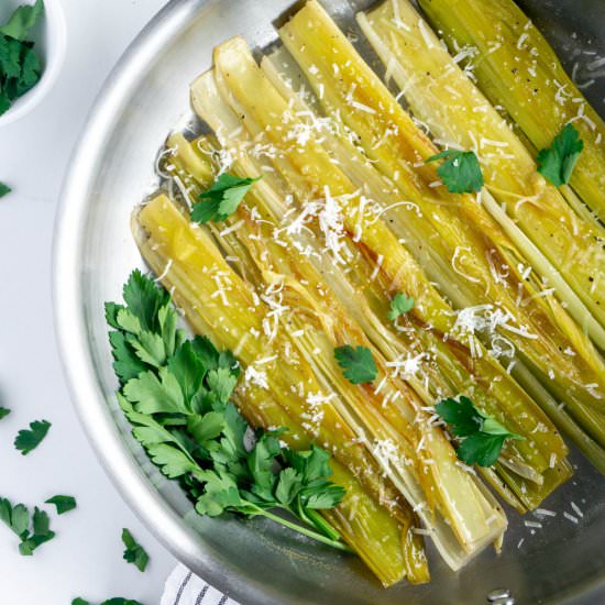 Braised leeks - Recipe photo by pinabresciani