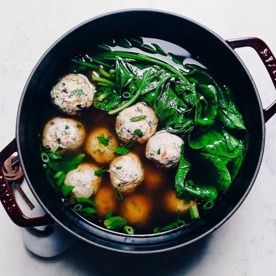 Chicken or Turkey Meatball Soup - Recipe photo by IHeartUmami