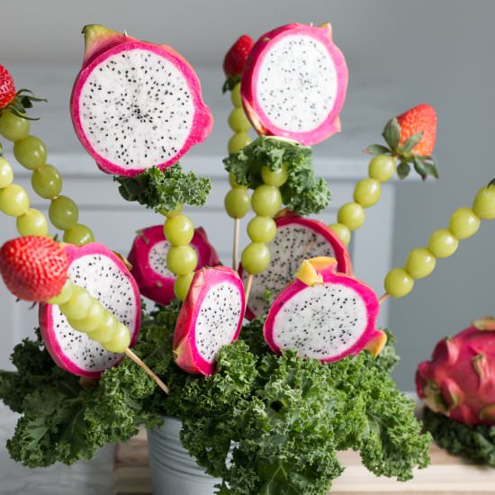 valentines day fruit bouquet - Recipe photo by Chewable Structures