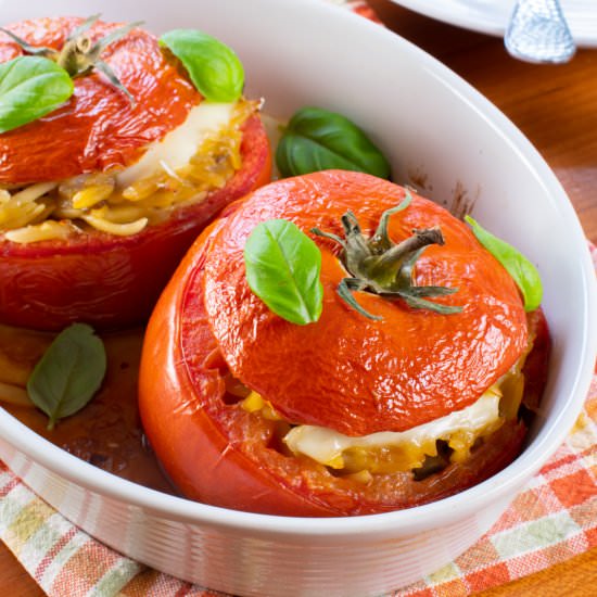 Baked Orzo Stuffed Tomatoes - Recipe photo by For the Love of Cooking