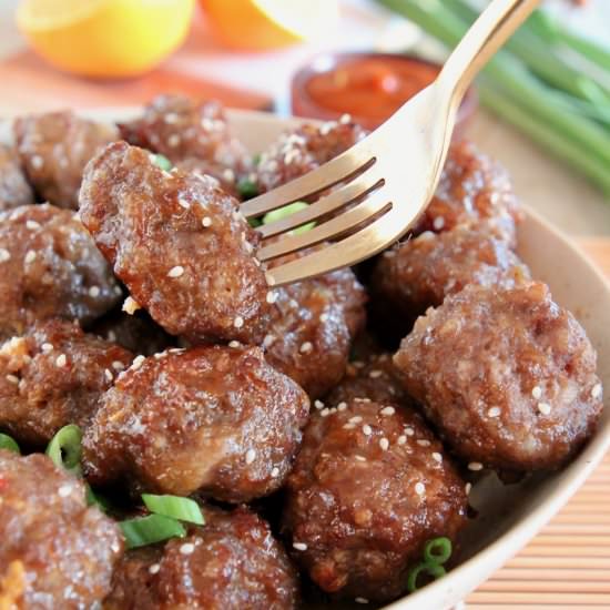 Orange Glazed Chinese Meatballs - Recipe photo by Whitney Bond
