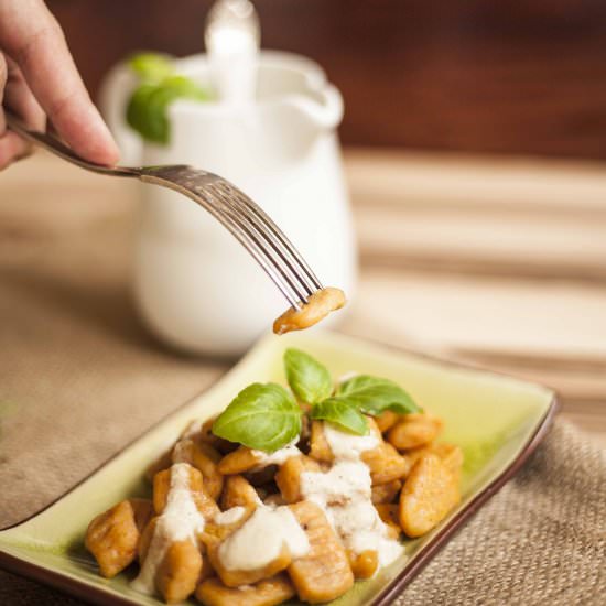 Sweet Potato Gnocchi Vegan + GF - Recipe photo by MyPurePlants