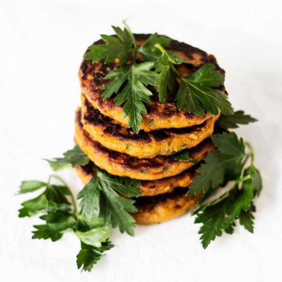 Vegan Sweet Potato Chickpea Burgers - Recipe photo by thefullhelping