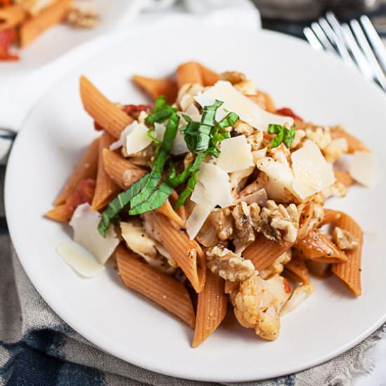 Cauliflower and Tomato Pasta - Recipe photo by therusticfoodie