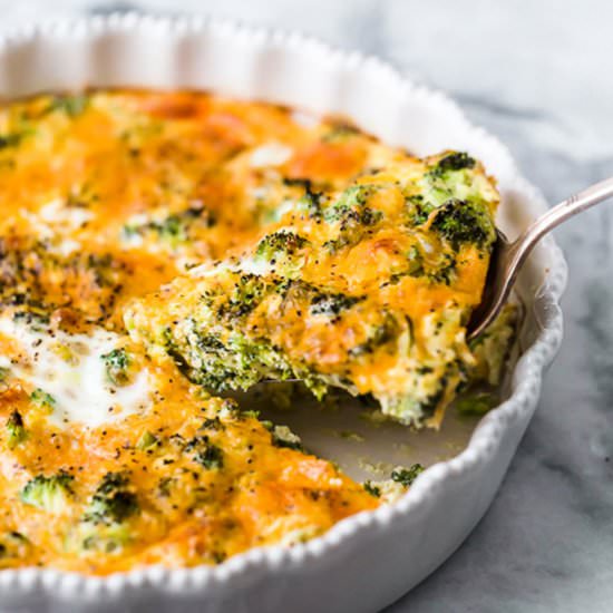 Crustless Broccoli Cheddar Quiche - Recipe photo by Skinnytaste